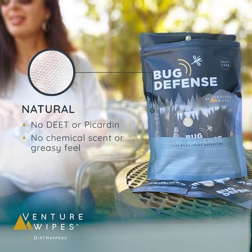 DEET-free mosquito repellent wipes by Venture Wipes close up view
