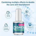 Before and after concept of fragile cracked nails using high shine keratin formula.
