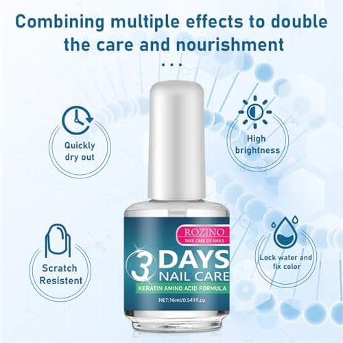 Before and after concept of fragile cracked nails using high shine keratin formula.