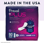 Back of the box details for Prevail Plus ultimate absorbency showing odor guard and breathability features