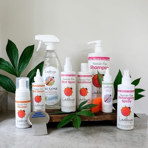 Ladibugs 237ml spray bottle for daily lice protection and knot removal.