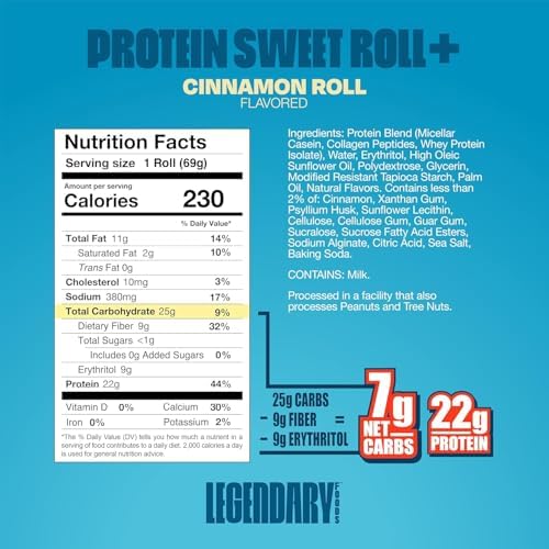 Legendary Foods Cinnamon Roll 22g Protein Bars – Gluten-Free, Low Carb Meal Option – Sweet Zero Sugar Snack, Keto-Friendly – 10-Pack High Protein Pre- or Post-Workout Nutrition Bars - Image 3