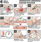 RHINO RESCUE emergency trauma wound dressing z-folded cotton gauze presentation