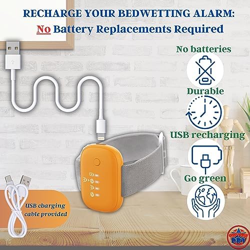 Captain Dry rechargeable potty training kit with USB charging cable and components.