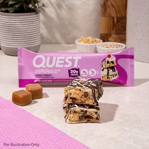 Quest Nutrition Overload Protein Bars, Sundae Funday, 20g Protein, 1g Sugar, 4g Net Carbs, Gluten Free, 12 Count - Image 5