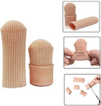 Adjustable and cuttable gel finger caps for protecting injured fingertips.