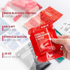 SurviveX rapid blood clotting dressing dimensions highlighting three inches by four feet sizing.