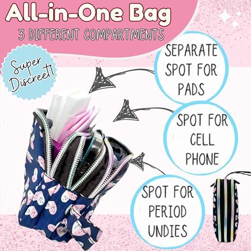 Detailed view of the twenty-four piece first period kit for girls aged nine to fourteen