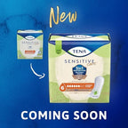 TENA Sensitive Care Ultimate Absorbency pads showcasing the SkinComfort formula details.