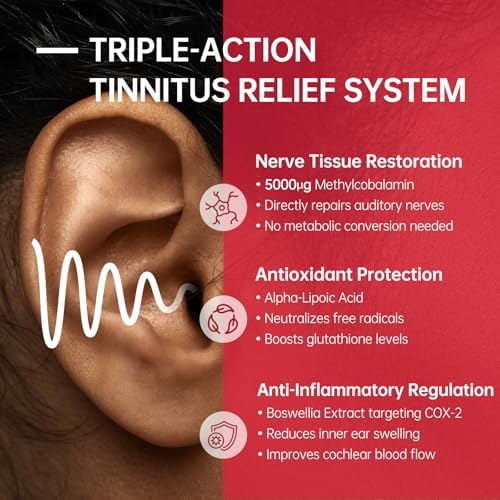 Back label of Purmeo Tinnitus Relief showing Alpha Lipoic Acid and Methylcobalamin ingredients
