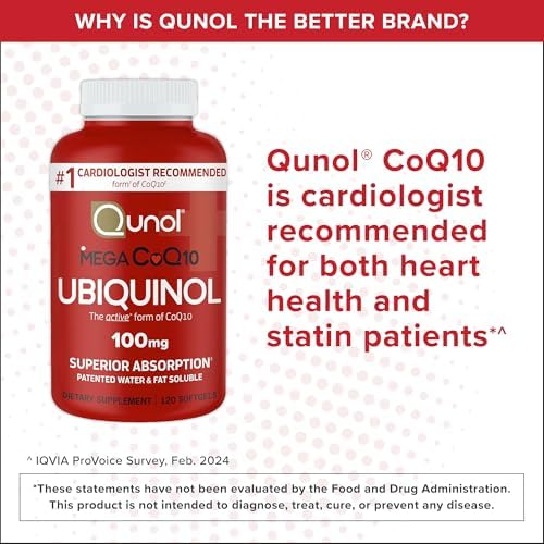 Qunol heart health and cellular energy support supplement bottle with cap open