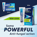 Lamisil Terbinafine Hydrochloride one percent topical cream tube on a white background.