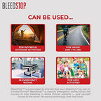 Back of BleedStop packaging showing usage instructions and safety info