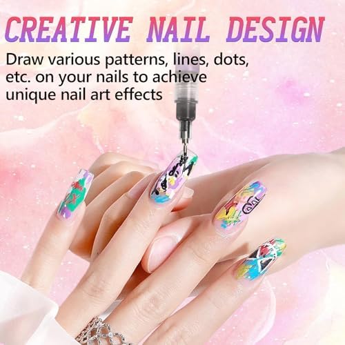 Selection of 12 vibrant color nail art pens