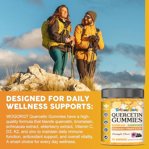 Back panel label of WOGORGT quercetin bottle with zinc and elderberry ingredient facts