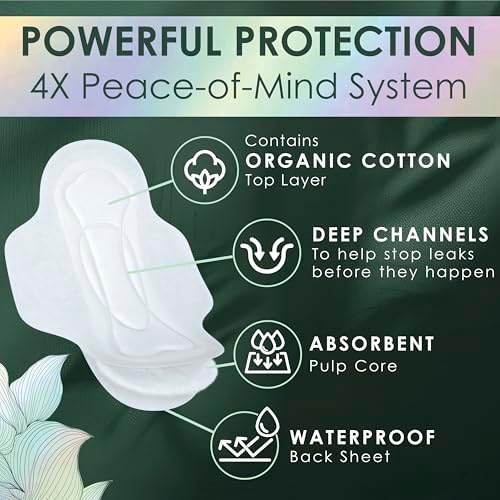 Organic cotton top layer sanitary napkins for women with wings.