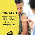 Goo Gone medical grade bandage remover showing safety information and the eight fluid ounce capacity statement.