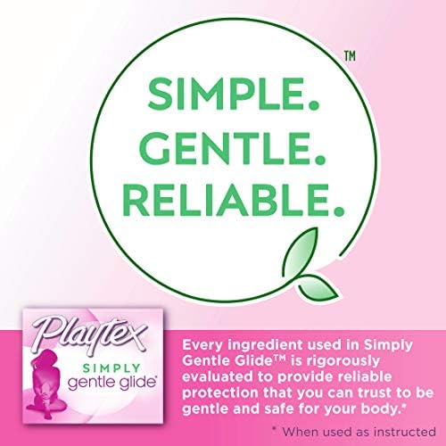Playtex Simply Gentle Glide multipack showing 18 regular and 18 super absorbency tampons.