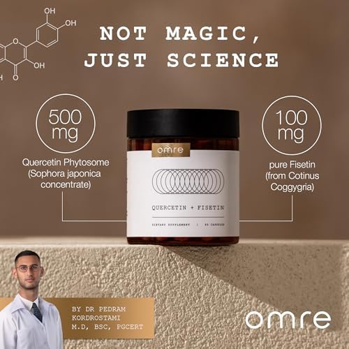 OMRE dietary supplement bottle showing Quercetin Phytosome ingredient facts