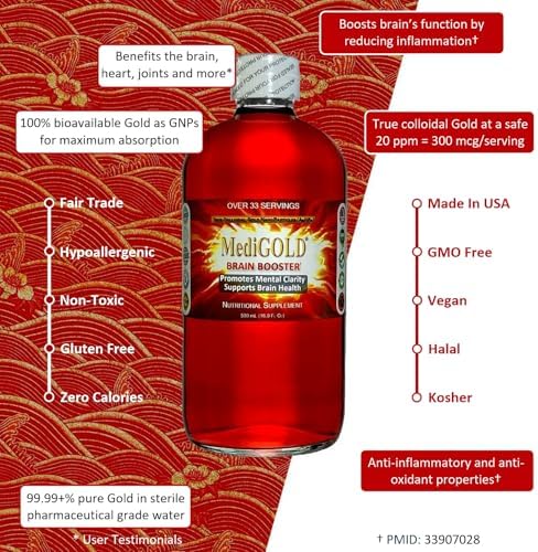 Nutraneering MediGOLD Brain Booster True Colloidal Gold Pure Liquid