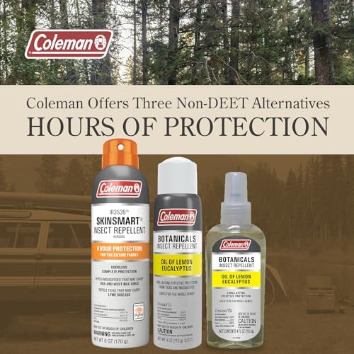Back label of Coleman SkinSmart bug spray highlighting IR3535 ingredients and directions