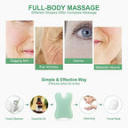 Airogym Guasha tool being used for neck and shoulder muscle knot relief.