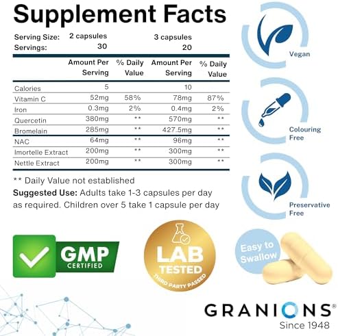 Granions allergy relief supplement lifestyle layout showcasing the authentic USA imported bottle.