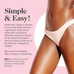 Back label of Kushae natural spray showing aluminum free and talc free ingredients