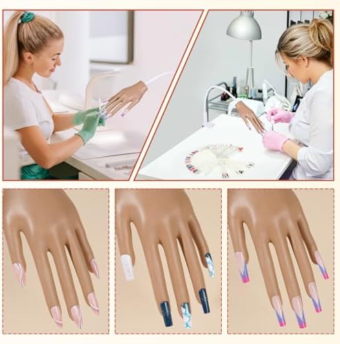 Professional nail technician using Aluroice practice hand for training