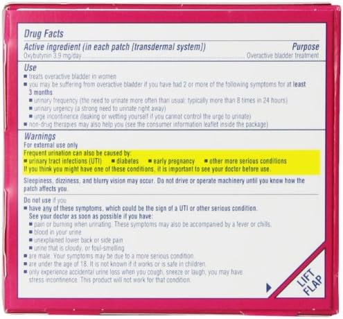 Oxytrol for Women oxybutynin 3.9mg patches for bladder control support