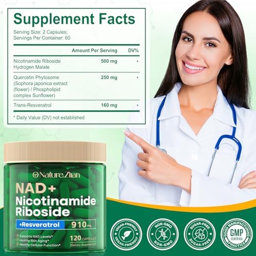 O Nature Ziran NAD Supplement 910mg dosage label detail