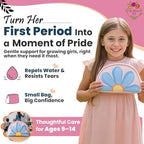 The Bloom period emergency pouch with sanitary pads and hypoallergenic wipes