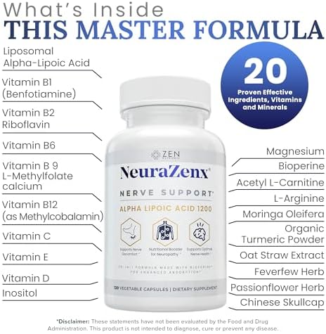 Zen Nutrients NeuraZenX dietary supplement supplement facts label displaying 20-in-1 premium ingredients
