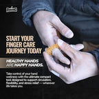 Rhino Skin Solutions hand therapy rings being rolled on a finger for massage.