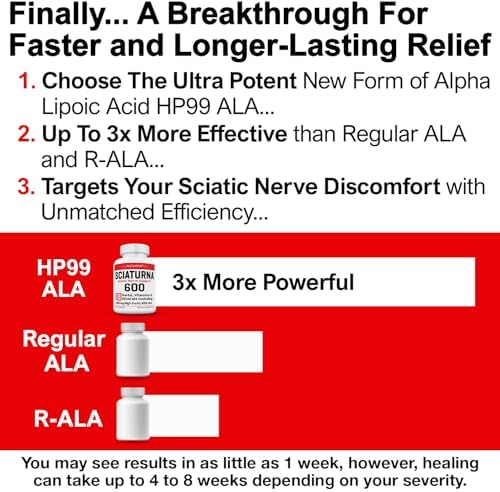 Maximum strength 600 mg Alpha Lipoic Acid formula label details for sciatic nerve relief