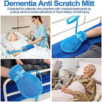 Medical extubation prevention mitts with front zipper for finger monitoring.