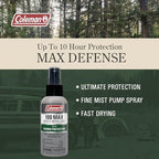 Coleman maximum strength insect spray bottle showing the pump applicator nozzle