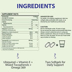 Mistaccy active form Ubiquinol 600 milligram liquid gel capsules ingredient label closeup