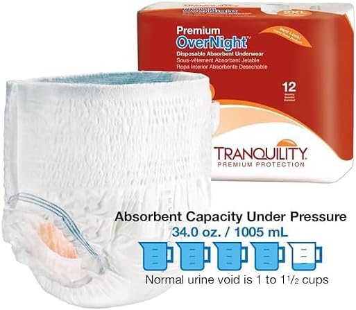 Tranquility pull on adult diapers showing leak guard protection system