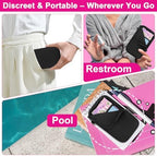 Waterproof feminine care pouch showing zipper closure and slim profile