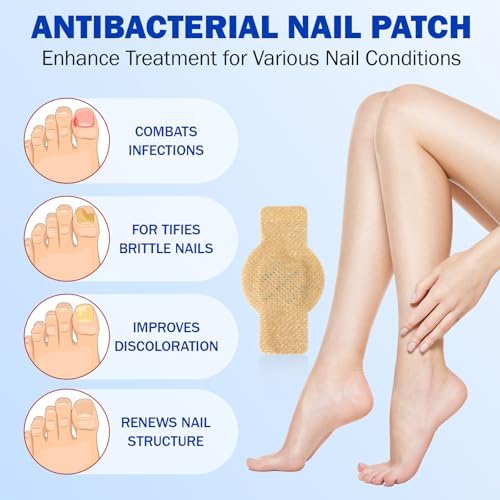 Overnight antifungal nail treatment patch application on big toe