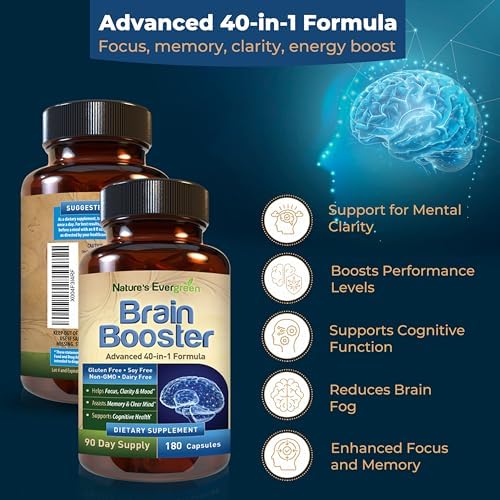 Premium dietary supplement for focus and clarity showing the 90-day supply details on the side label.