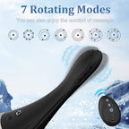 Automatic anal douche showing remote control and magnetic charging cable.