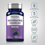 Side view of Piping Rock Resveratrol 1800mg dietary supplement bottle