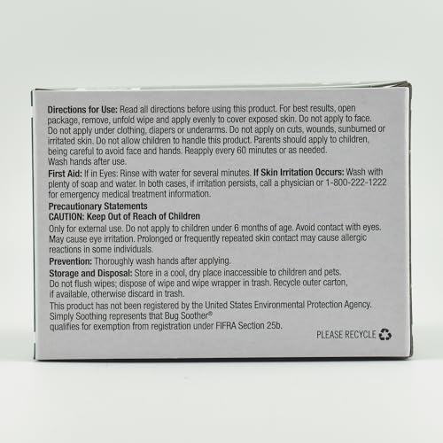 Bug Soother travel-size mosquito defense wipes being unpacked for outdoor use and family protection.