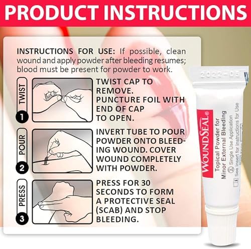 First aid topical powder suitable for people using prescription blood thinners