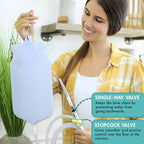 Transparent 2 quart enema bag showing the wide open top for easy cleaning and filling.