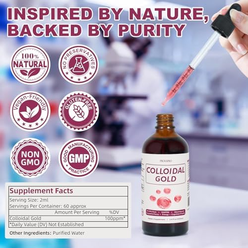 Nutraneering Provspro Colloidal Gold 100 parts per million USA imported supplement
