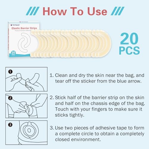 Authentic USA imported ostomy supplies skin barrier extension strips on white background