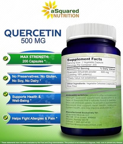Vegan friendly quercetin dihydrate capsules by aSquared Nutrition close up